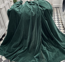 Vintage Velvet Curtains, Cotton, Green X Wide 104" W x 50 " L