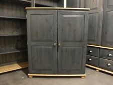 X1 CHASE PINE 2 DOOR LINEN CUPBOARD HAND MADE SOLID PINE GREY WASH & WAXED TOPS