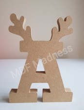 MDF CRAFT SHAPE. WOODEN REINDEER LETTER. 18MM FREE STANDING 18CM HIGH