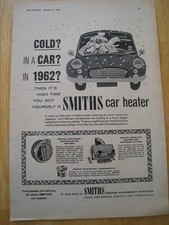 A SMITHS CAR HEATER MOTOR ACCESSORY DIVISION LONDON 1962 ADVERT A4 FILE 50