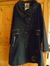 Desigual Women's Coat Trench Size EU44 UK 12 Black Grunge Goth