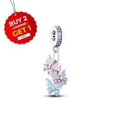 Three Butterflies Dangle S925 Sterling Silver Bead Charm for Women Aunt Mum Nan
