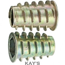 M4 M5 M6 M8 M10 THREADED WOOD INSERT NUTS HEX DRIVE SCREW FIXINGS TYPE D
