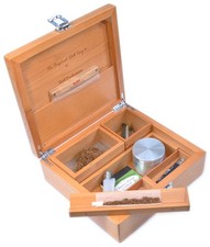 Large Wooden Rolling Box with