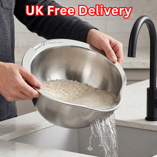 Stainless steel rice strainer - stainless,