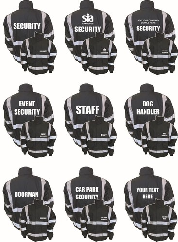 Printed black security bomber - security,