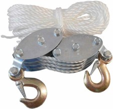 2 Ton Poly Rope Hoist Pulley Wheel Block and Tackle Puller Lift Tools 5/16" Rope