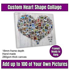 Heart Canvas Collage Personalised Photo Frame Picture Art Print Birthday Gift