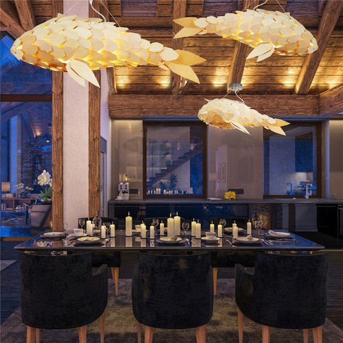Wooden chandelier lamp - wooden,