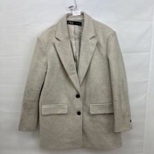 Zara Wool Blend Beige Blazer Women’s Size Uk Small 
