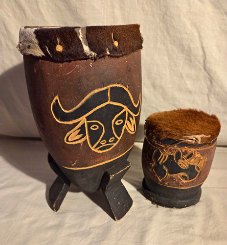 Hand painted wooden bongo - wooden,