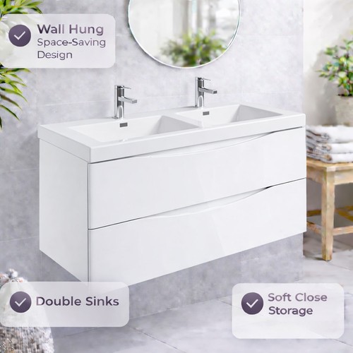 1200mm white gloss - white, bathroom