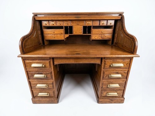 Antique oak roll top desk - oak,