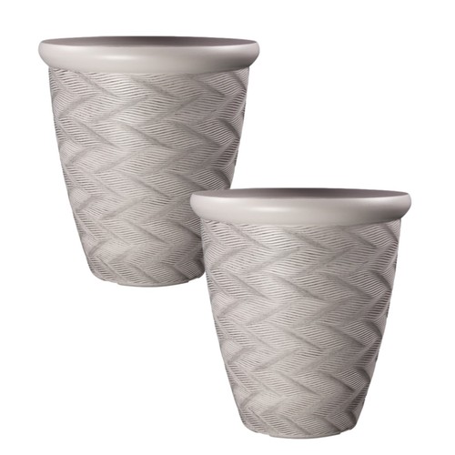 2pc round grey - round, plant
