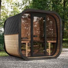 KeiCo ICON 220 Cube Sauna – Full Glass Front | 4–6 Person Thermowood Cabin