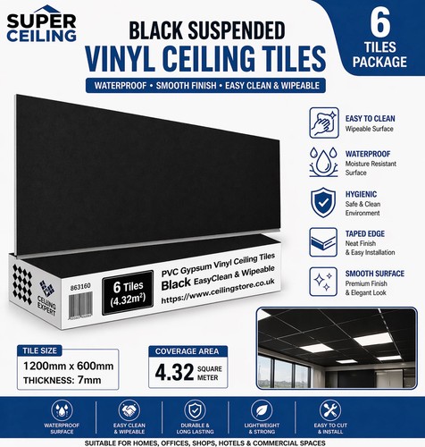Suspended black vinyl ceiling - vinyl,