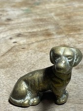 Brass Dog Pet Animal Ornament Paperweight 1.5 Long & Tall Vintage Home Decor