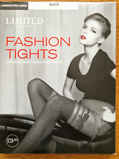 M&S Black Opaque Mock Stockings Suspender Bow Top Tights Large/XL FREE POST