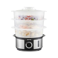 Geepas Food Steamer 12L Electric 3 Tier Cooker Vegetable Fish Stainless Steel