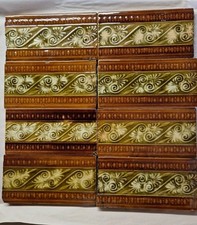 8 x Victorian fireplace border tiles 3" x 6" varying authentic condition for age