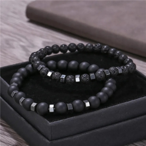 Men gemstone strand bracelet - gemstone,