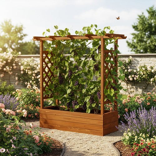 Wooden large outdoor planter - wooden,
