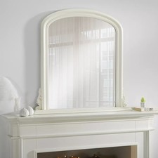 Overmantle Mirror Canterbury Arched Shape Antique Ivory Frame H86 x L88 x W6cm
