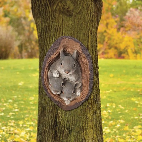 Squirrel tree hugger sculpture - squirrel,