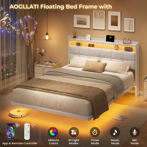 4ft6 floating double bed - floating, frame