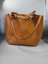 Zara Buffalo Brown Leather Plaited Shopper Tote Bag & Shoulder Strap Vintage