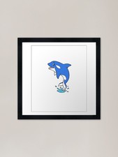 Blue Orca cartoon Whale Framed