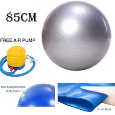 85cm ANTI BURST YOGA EXERCISE GYM PREGNANCY SWISS FITNESS ABS BALL + PUMP SILVER