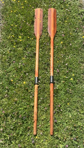 Vintage wooden boat oars - wooden,