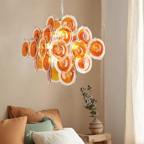 Orange murano glass chandelier - murano,