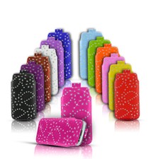 QUALITY LEATHER BLING PULL TAB FLIP CASE COVER POUCH FOR NOKIA & DORO PHONES