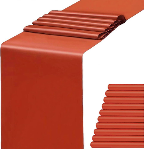 Satin terracotta table - table, runners