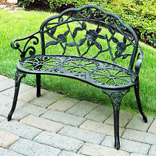 Outsunny Garden Bench Park Bench Seat Garden Bench Garden Furniture 2-Seater Metal