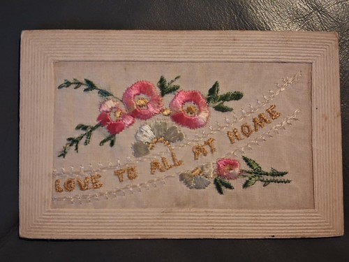 Ww1 silk postcard embroidered - silk,