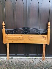 Wooden Kingsize Headboard With Wrought Iron Metal Detailing Bed Frame Mounted