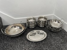 15 PIECE TAPAS BALTI INDIAN STAINLESS STEEL SERVING SERVER BOWL SET - VGC