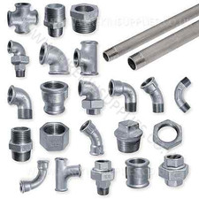 GALVANISED MALLEABLE IRON PIPE FITTINGS BSP 1/8" - 4" GALV - PNEUMATIC 1/4" 1/2"