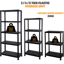 3/4/5 Tier Plastic Shelving Home Storage Unit Shelves Racking Garage Organiser