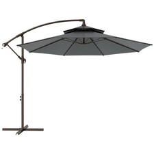 Outsunny 2.7m Cantilever Banana Parasol Outdoor Sun Shade w/ Crank, Dark Grey