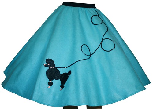 Aqua blue felt poodle skirt - poodle, _