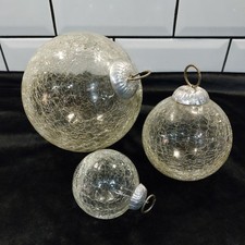 Set of 3 Witches Balls - Heavy Crackle Glass