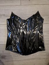 BNWT Vintage Ann Summers Black PVC Basque Top Size 14-16 