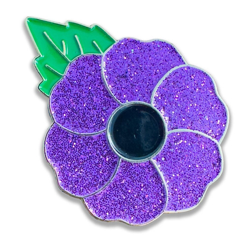 Purple glitter poppies enamel - glitter,