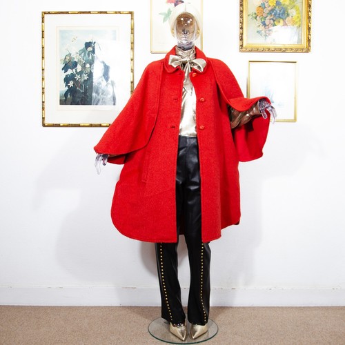 Vintage 1960s red cape - cape, coat