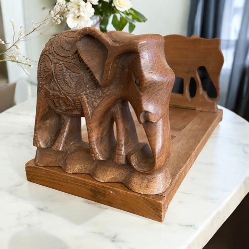 Wooden elephant bookends - wooden,