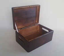 Wooden Box Souvenirs Document Storage With Lid Hinges Craft Brown Wood Boxes